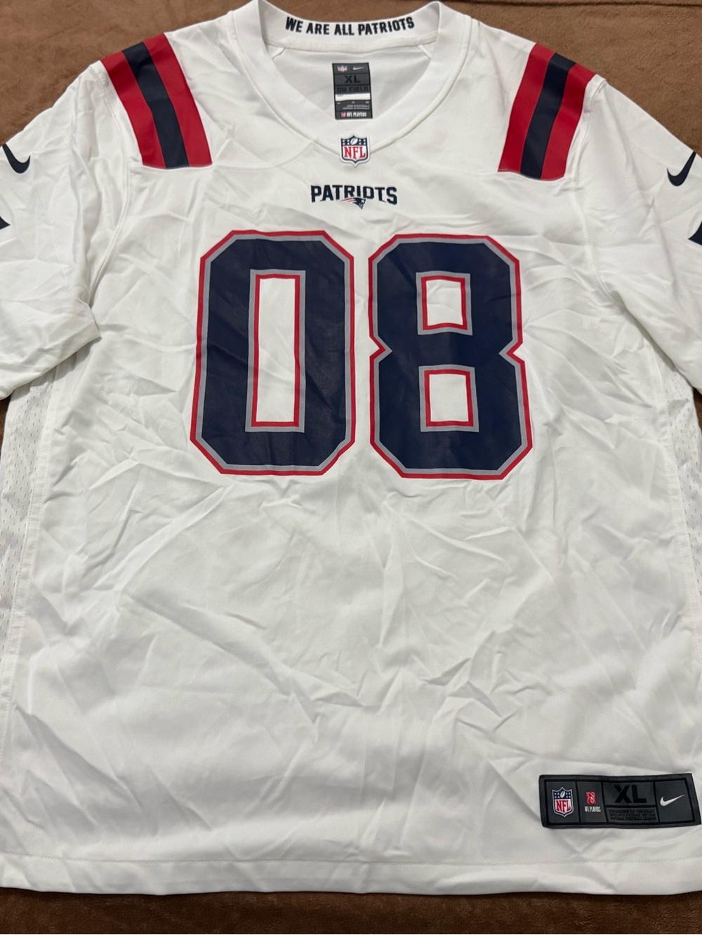 Nike White New England Patriots #08 Men's Football Jersey